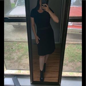 Michael Kors Black Ribbed Midi Dress